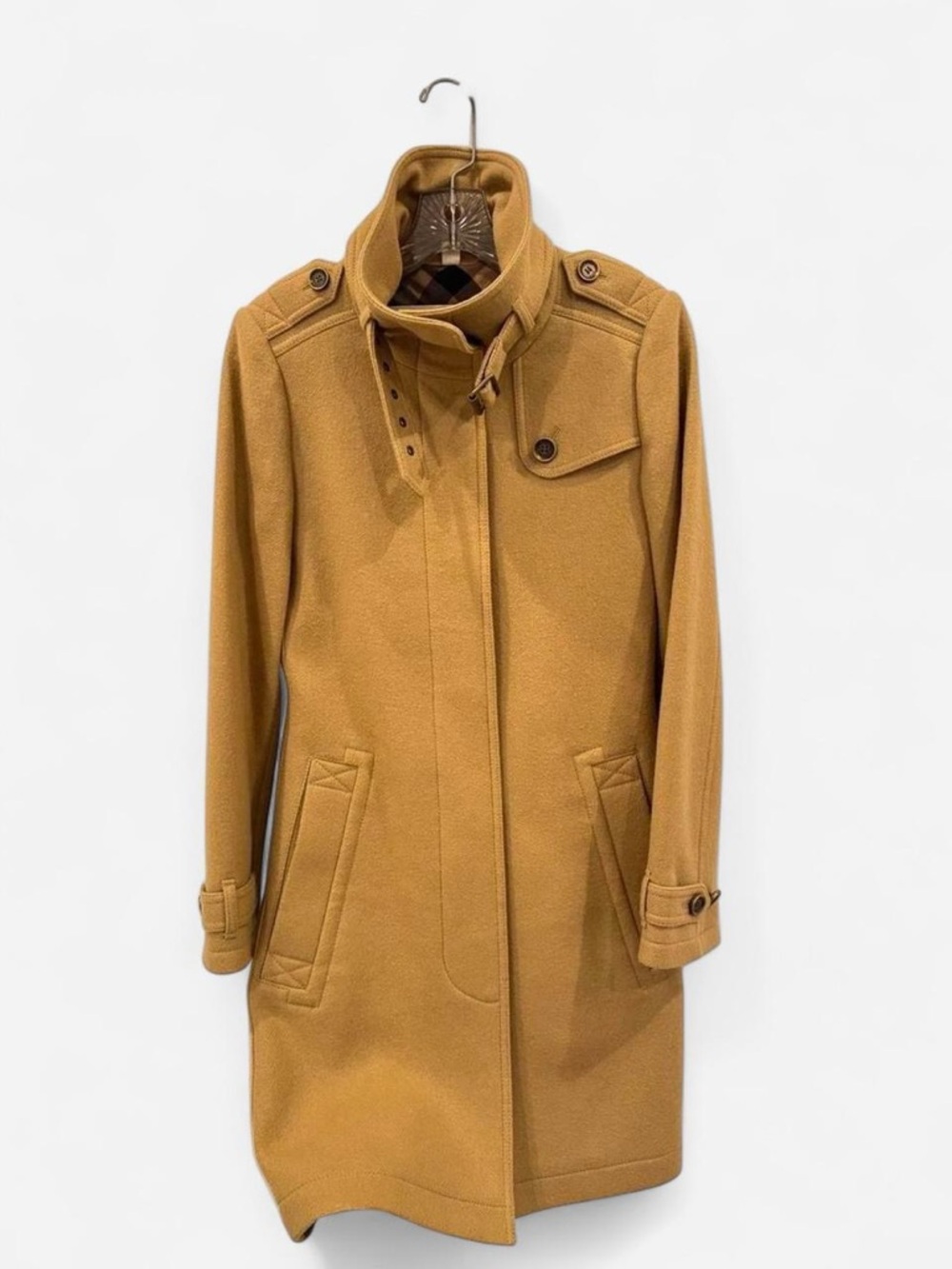 Authentic Burberry Brit "Rushworth" Single-Breasted Wool-Cashmere Trench Coat